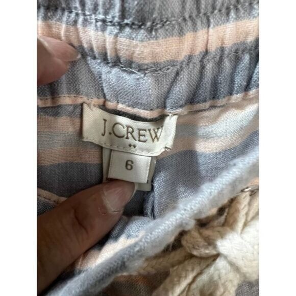 J Crew Womens Stripes Linen Shorts Garterized Drawstring Size 6 - Picture 6 of 6